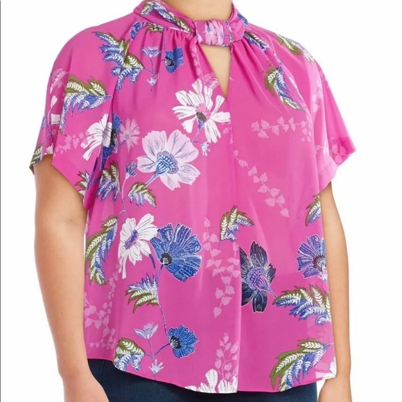 RACHEL Rachel Roy Tops - Rachel Rachel Roy June sheer pink floral top  2XL